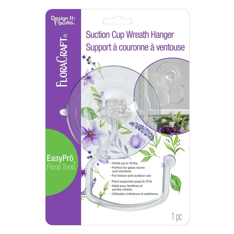 FloraCraft Suction Cup Wreath Hanger, 3.2 in x 5 in, Clear, Plastic, 1 Piece | Walmart (US)