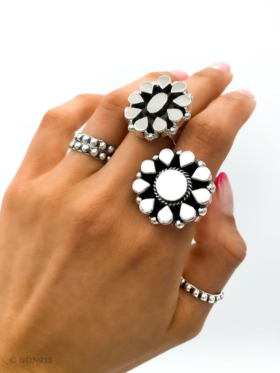 Sterling Silver Flower Ring, Silver Boho Ring, Statement Silver Ring, Chunky Silver Ring, Adjusta... | Etsy (US)