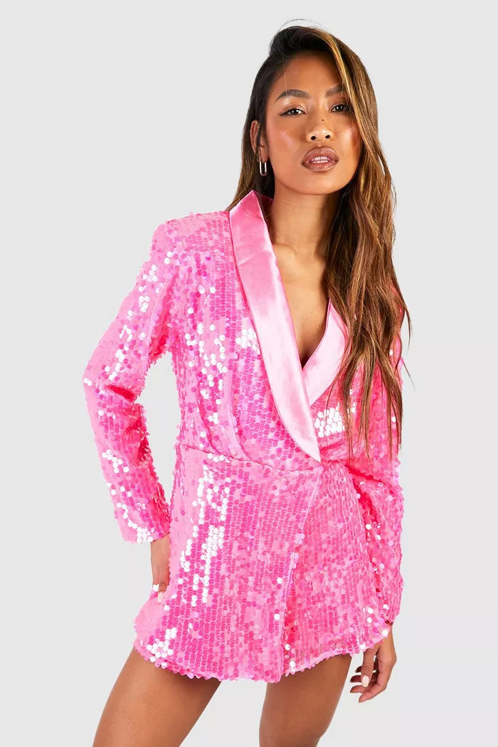 Sequin Blazer Romper | boohoo (US & Canada)