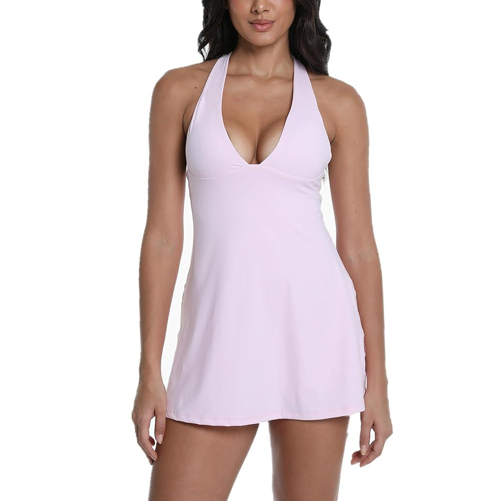 Womens Tennis Dress Built in Shorts Athletic Golf Active Workout Dress with Pockets | Amazon (US)