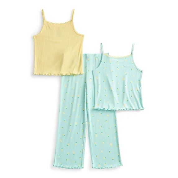 Wonder Nation Girls Tank Tops and Pants Sleep Set, 3-Piece, Sizes 4-18 | Walmart (US)