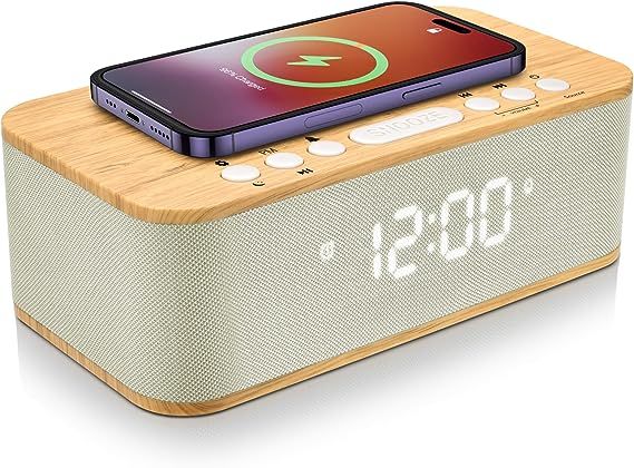 DOQUO Digital Alarm Clock Bluetooth Speaker, Wireless Charging Alarm Clock Bedroom, Digital Dual ... | Amazon (US)
