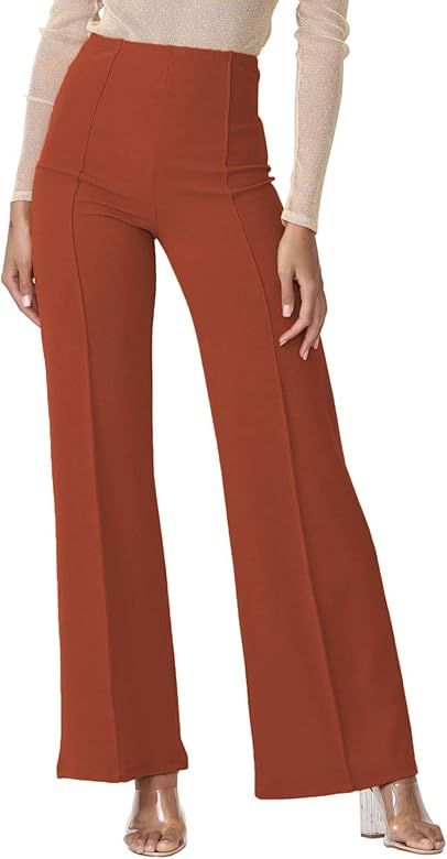 Cemi Ceri Women's High Waist Dress Pants, Small, Mahogany at Amazon Women’s Clothing store | Amazon (US)