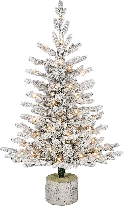 Puleo International 3ft Pre-Lit Potted Flocked Arctic Fir Christmas Tree with 40 Warm White Light... | Amazon (US)