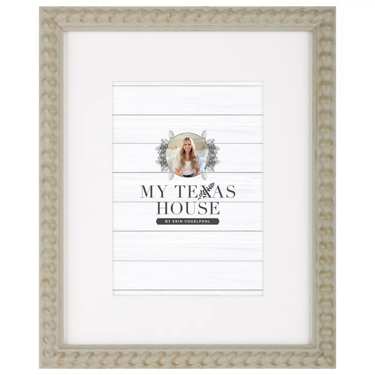 My Texas House Modern Farmhouse Gray Beaded 8x10 Tabletop Picture Frame with White Mat for 5x7 Ph... | Walmart (US)