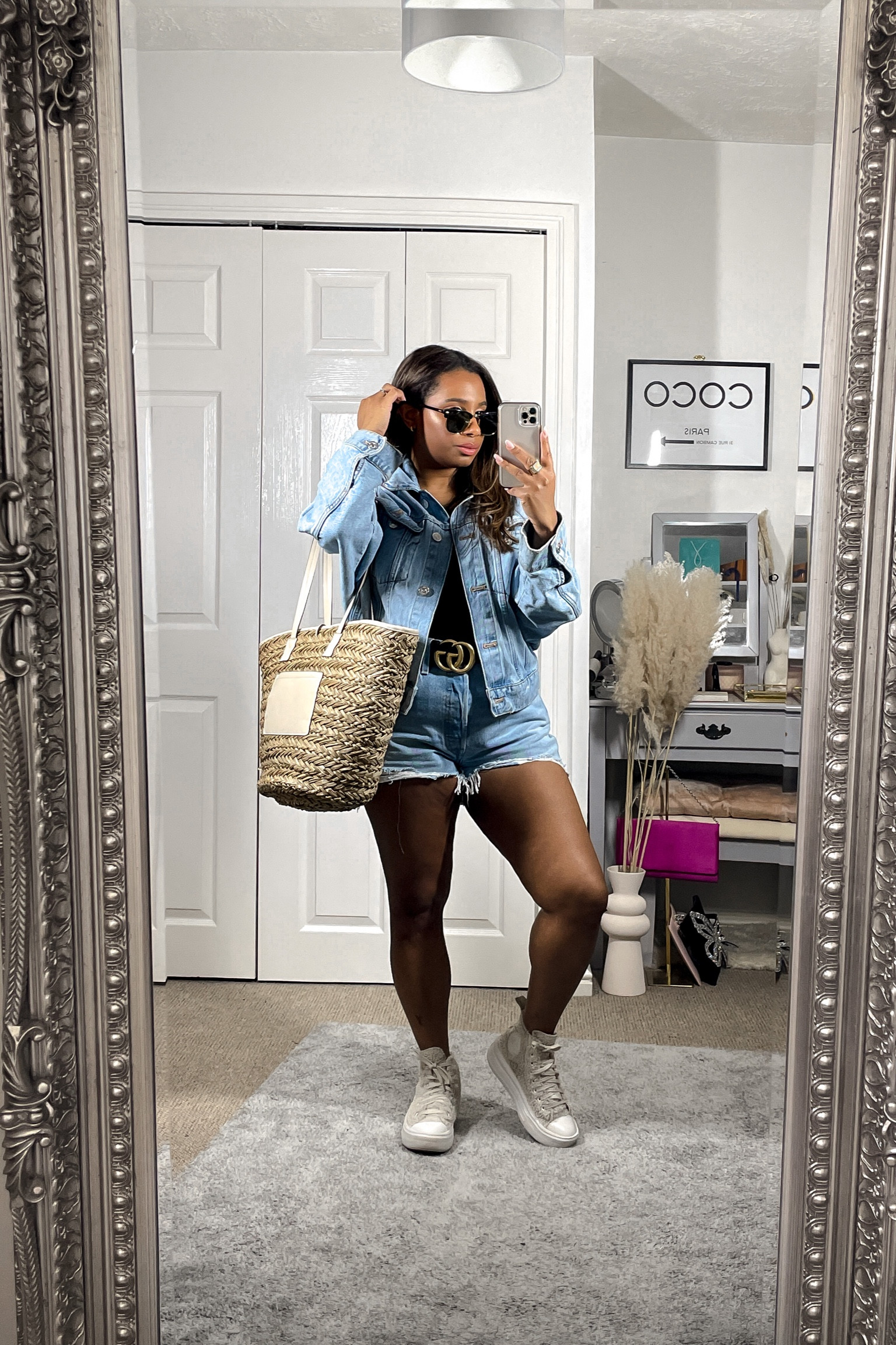 Jacket is old Zara. Alternatives linked  
Bodysuit is Zara. Alternative linked. 
Belt is linked. 
Shorts are linked. 
Trainers are converse from asos. Alternatives linked. 
Bag is old H&M. Alternative linked. 
Sunglasses are linked. 

#LTKstyletip #LTKshoecrush #LTKeurope