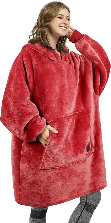 Catalonia Oversized Blanket Hoodie Sweatshirt, Wearable Sherpa Lounging Pullover for Adults Women... | Amazon (US)