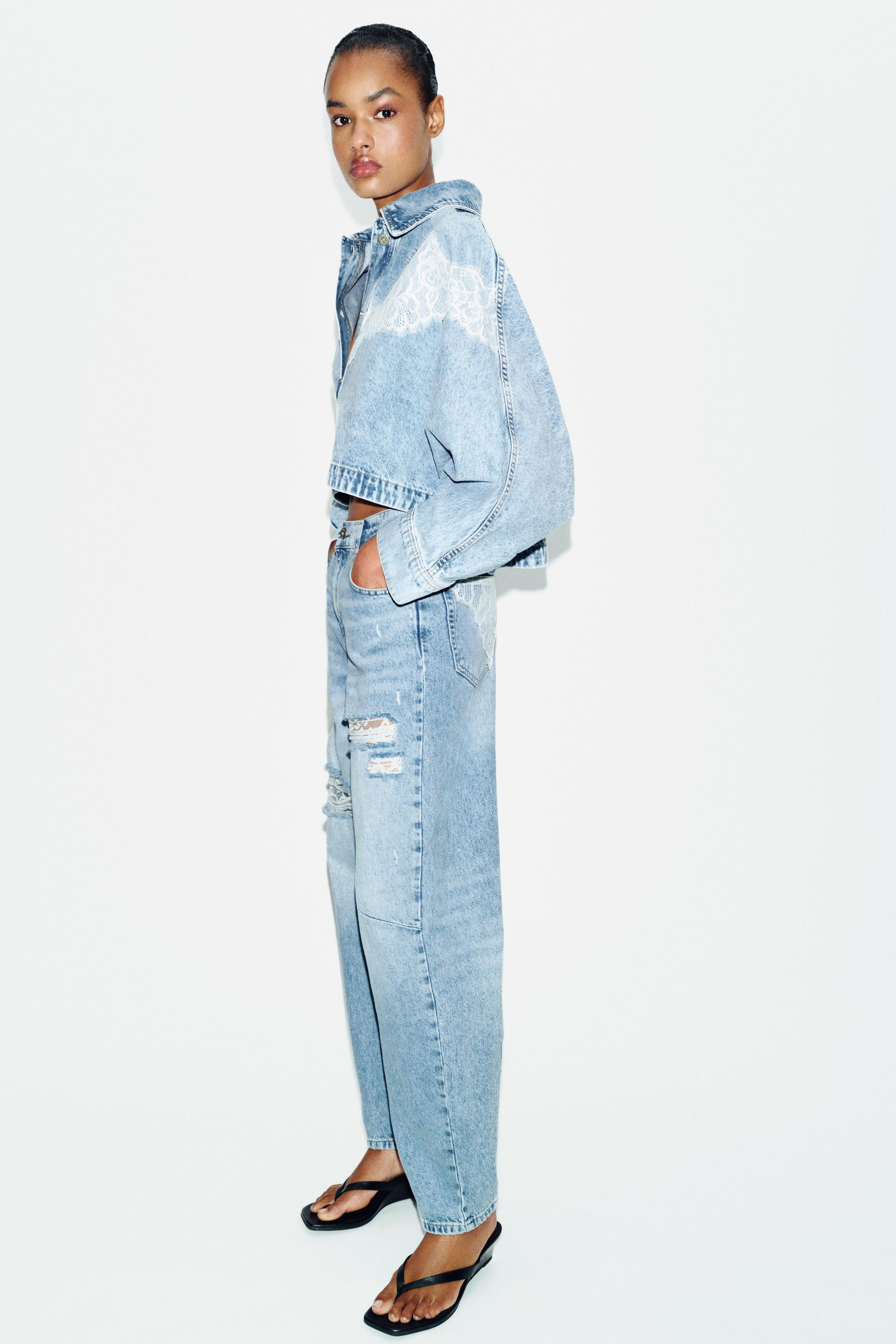 Z1975 RIPPED LACE BAGGY JEANS | Zara US