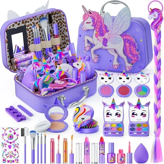 Kids Makeup Kit for Girl - 2-in-1 children's washable makeup toy and nail art set, with makeup st... | Walmart (US)