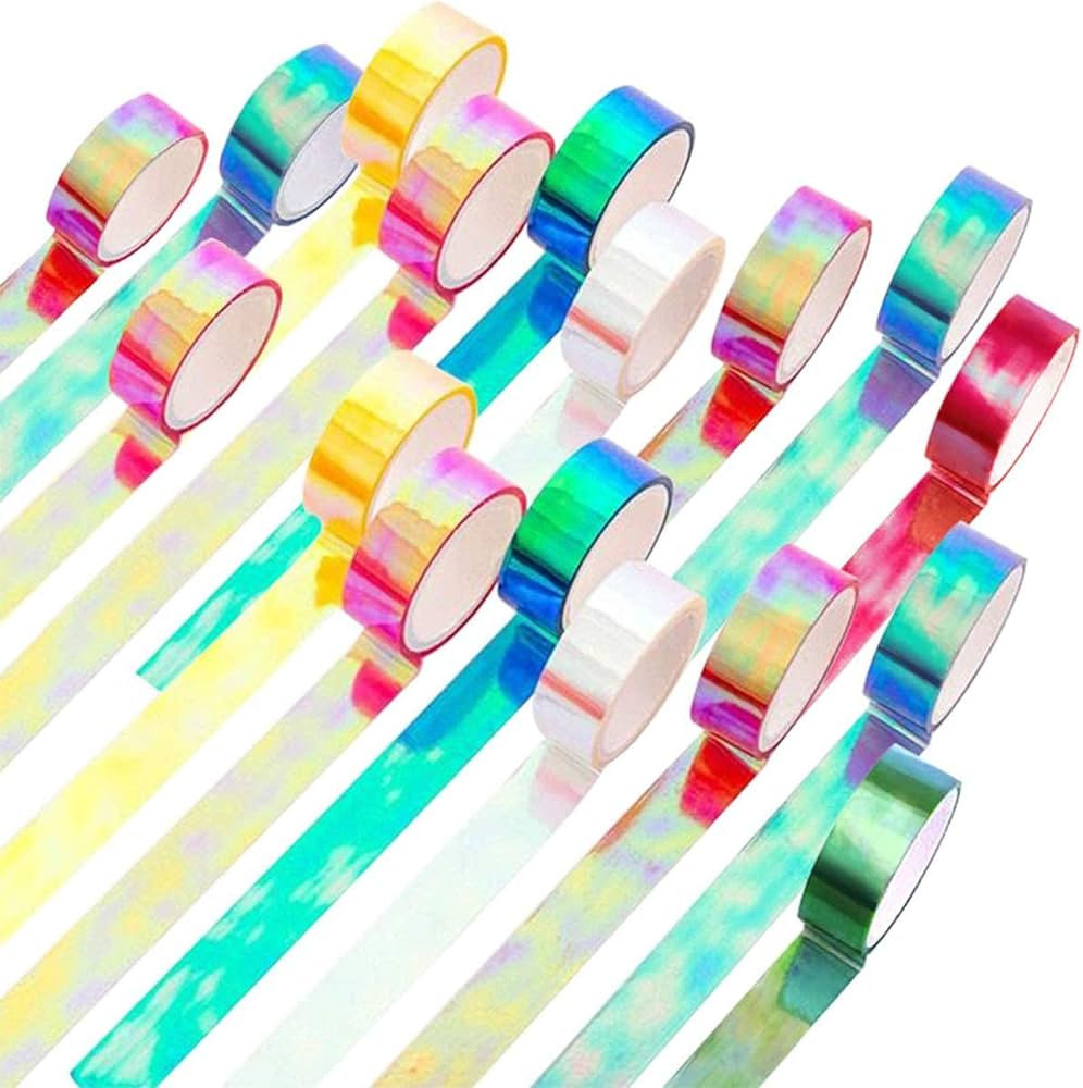 Holographic Colored Masking Tape Set, 20 Rolls Rainbow Masking Tapes Translucent Labelling Tapes ... | Amazon (US)