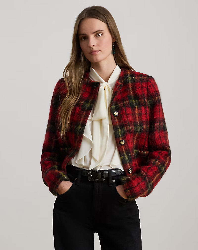 Plaid Mohair Cropped Jacket | Ralph Lauren (UK)