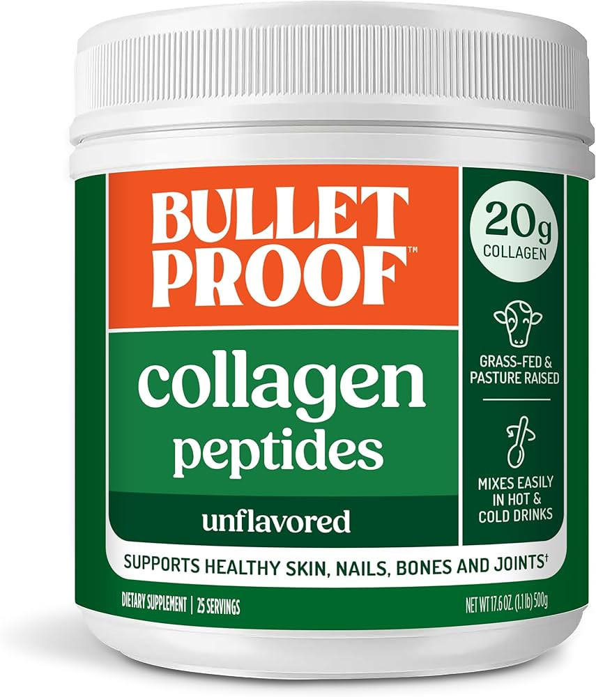 Bulletproof Unflavored Collagen Peptides Powder, 17.6 Ounces, Grass-Fed Collagen Protein and Amin... | Amazon (US)