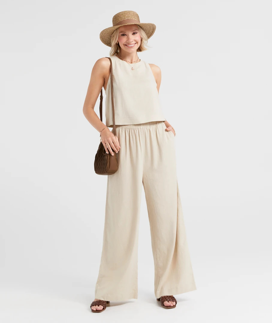 THE LINEN BLEND WIDE LEG PANT | Sportsgirl