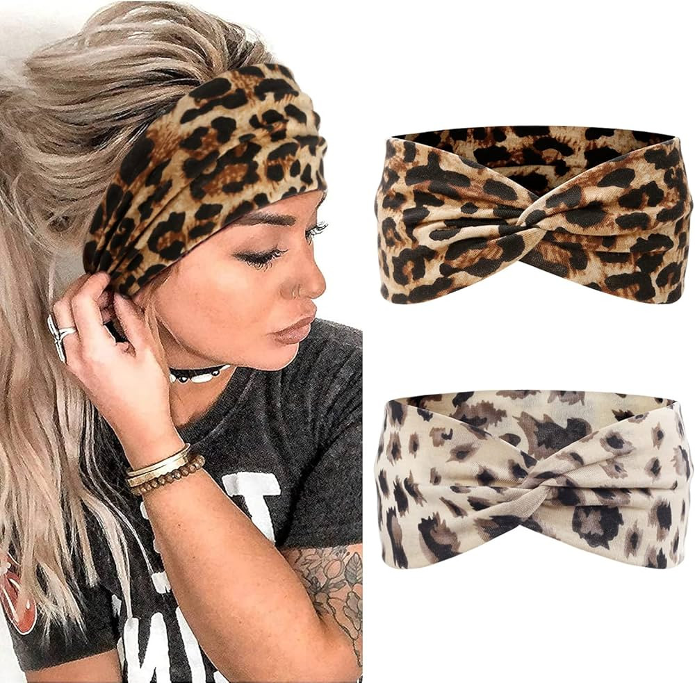 MISUPORVE Cheetah Headbands for Women Elastic Non Slip Wide Workout Headband Breathable Cloth Hea... | Amazon (US)