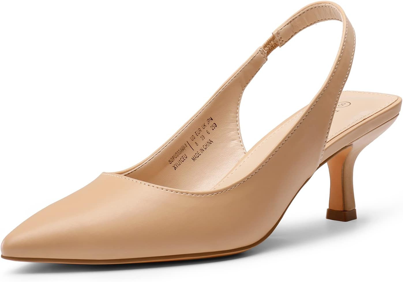 DREAM PAIRS Women’s Closed Toe Kitten Heels Pointed Toe Slingback Low Heels Dress Bridal Weddin... | Amazon (US)