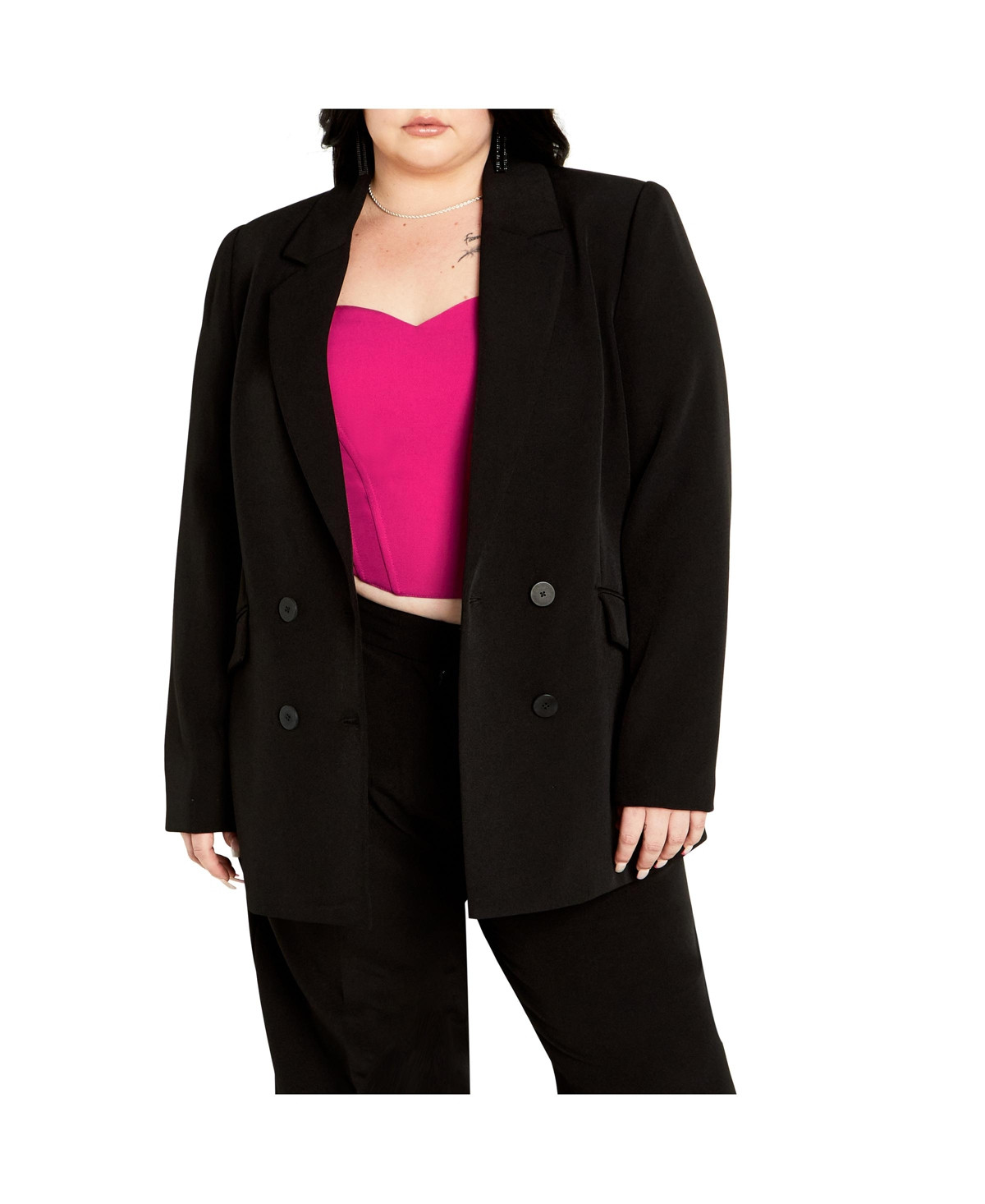 City Chic Women's Oversized Alexis Blazer - Black | Macy's