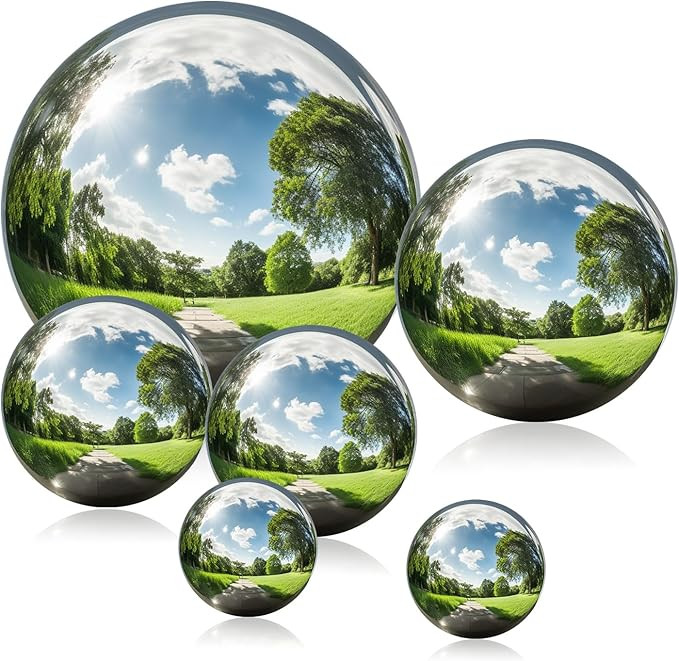 Stainless Steel Gazing Ball, 6 Pcs 2-6 Inch Mirror Gazing Globe, Polished Shiny Sphere, Props of ... | Amazon (US)