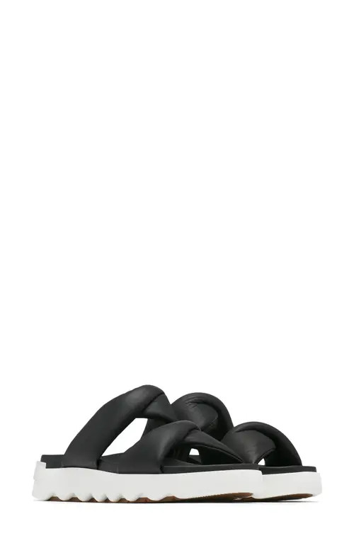 SOREL Viibe Twist Slide Sandal in Black/Sea Salt at Nordstrom, Size 5.5 | Nordstrom