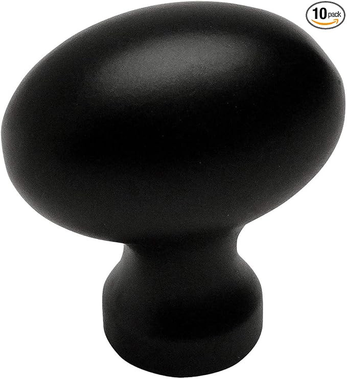 10 Pack - Cosmas 6021FB Flat Black Oval Oblong Cabinet Knob | Amazon (US)
