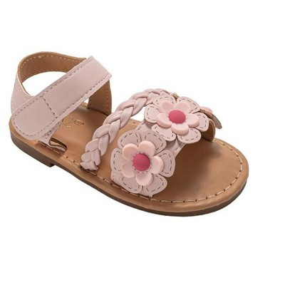 bebe Toddler Girl's Sandals – Fashion Flat Sandals, Cute Summer Shoes for Little Girls with Flower and Braided Strap, Blush - 9 | Target