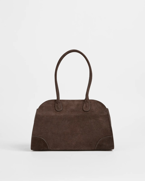 Premium Suede Leather Bowler Bag - Bitter Chocolate | Target AU