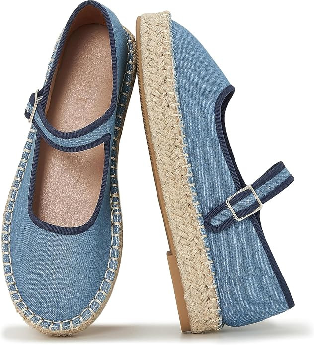 Women's Mary Jane Espadrilles Woven Espadrille Outsole Canvas Summer Flats | Amazon (US)