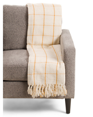 Super Soft Cotton Waffle Striped Summer Throw | Marshalls