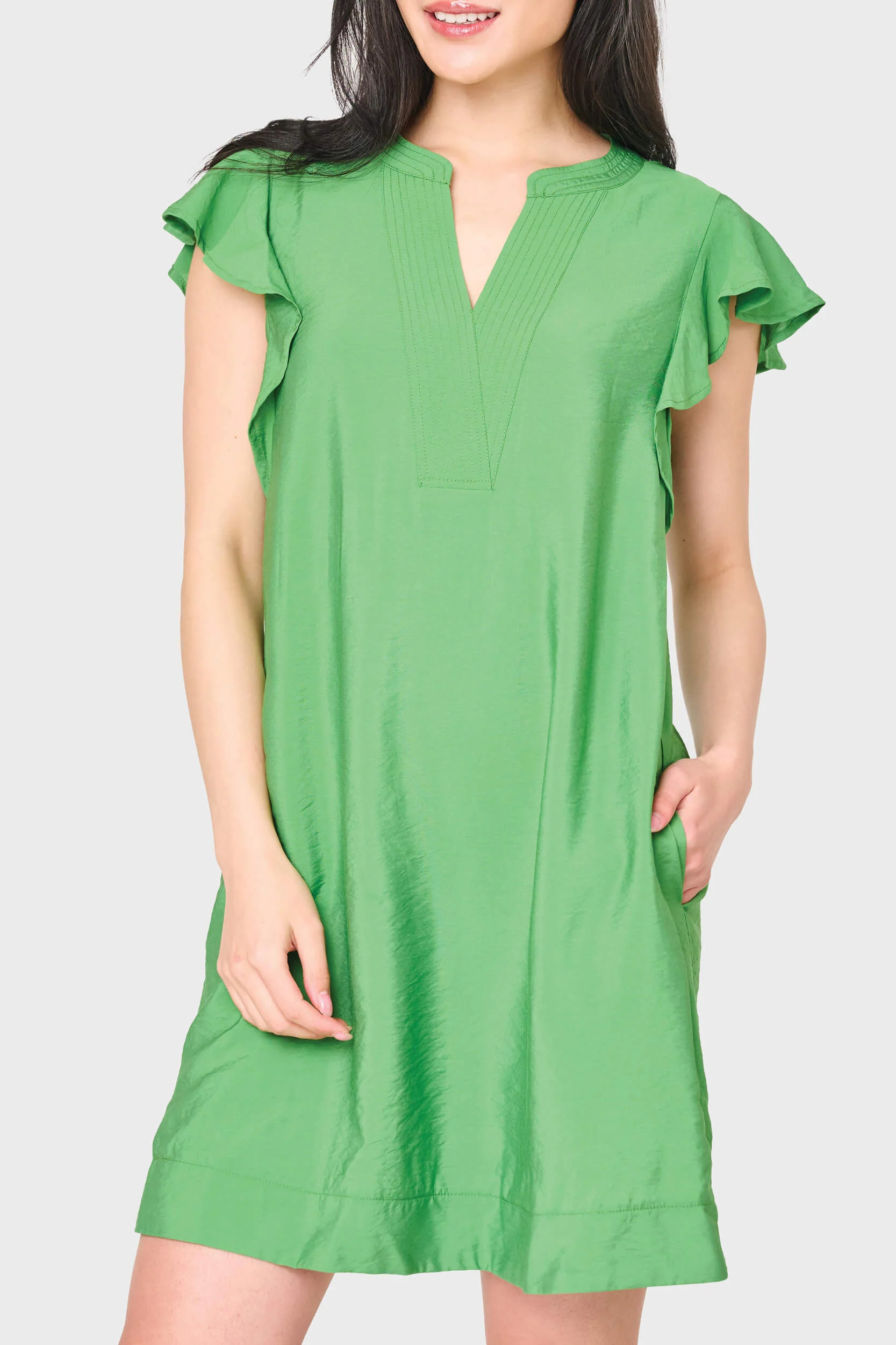 Flutter Sleeve Notch Neck Dress | Women's Shift Dress | Gibsonlook | Gibsonlook