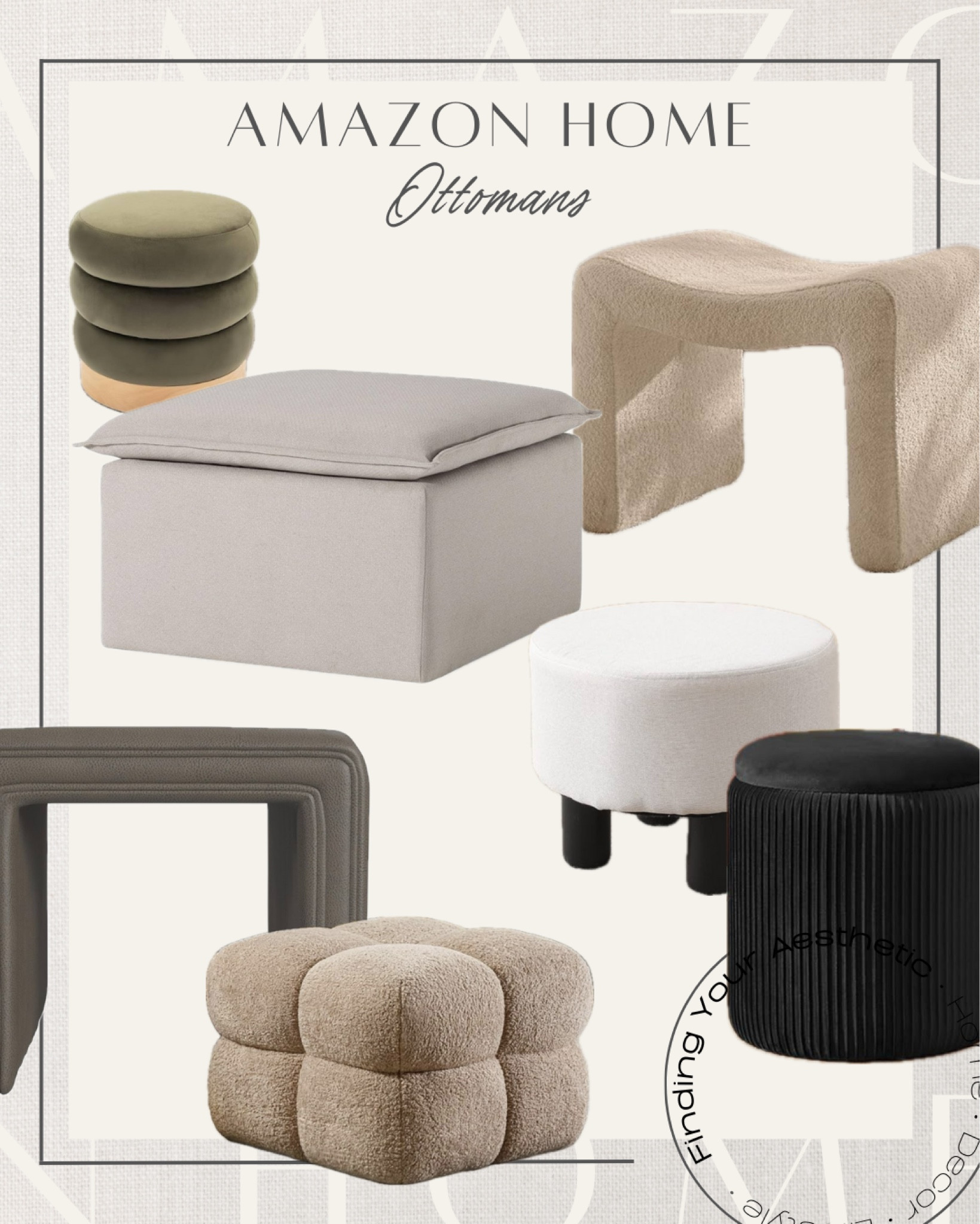 Amazon Home - modern and affordable ottoman finds 

Boucle ottoman // velvet ottoman // foot stool for living room // designer inspired home // look for less home // Amazon styled home // Amazon furniture 

#LTKHome #LTKSaleAlert