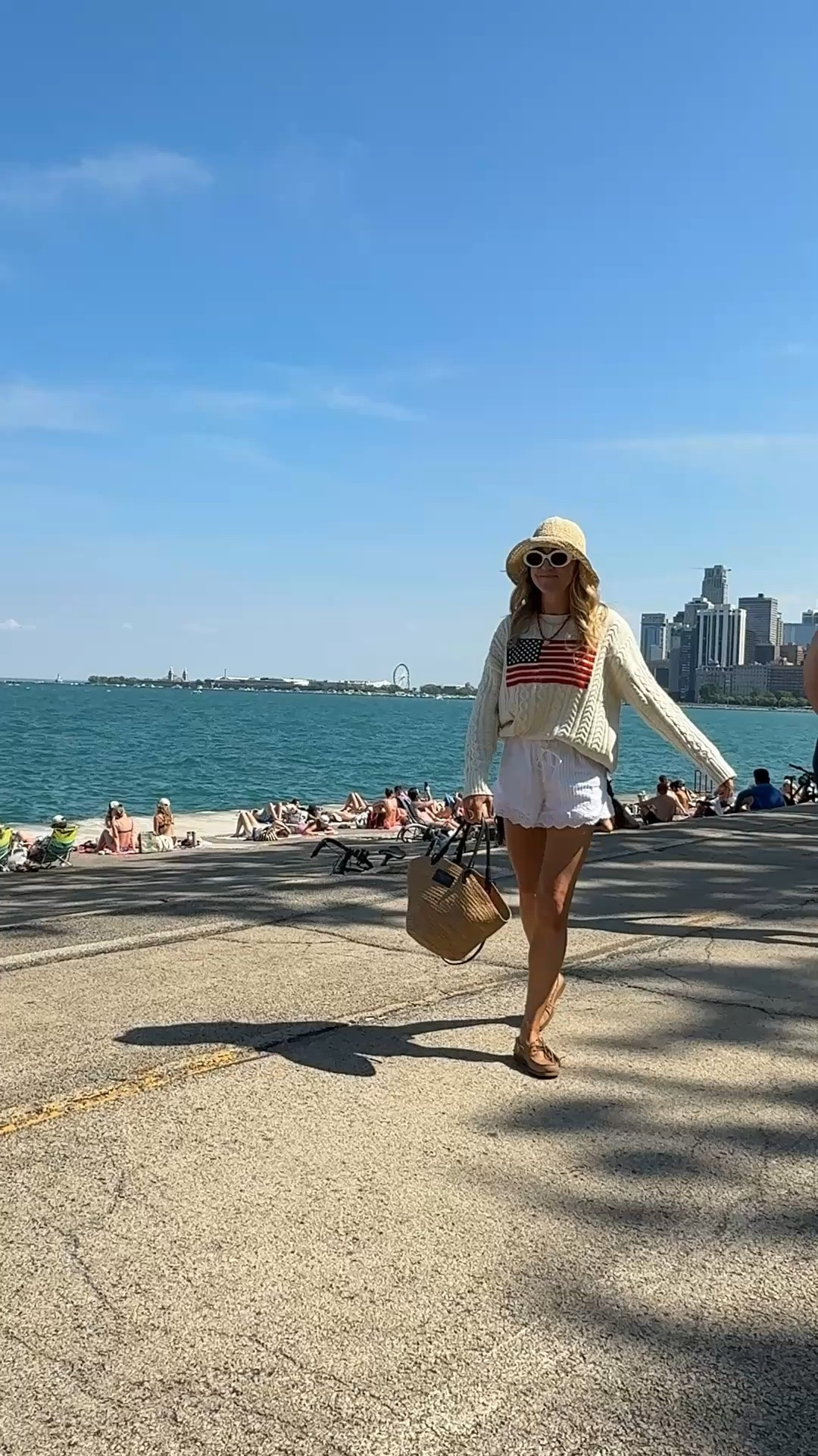 Summer easy outfit! Shorts run tts, I ordered up in $35 American flag sweater that looks like Ralph Lauren! Boat shoes run tts!