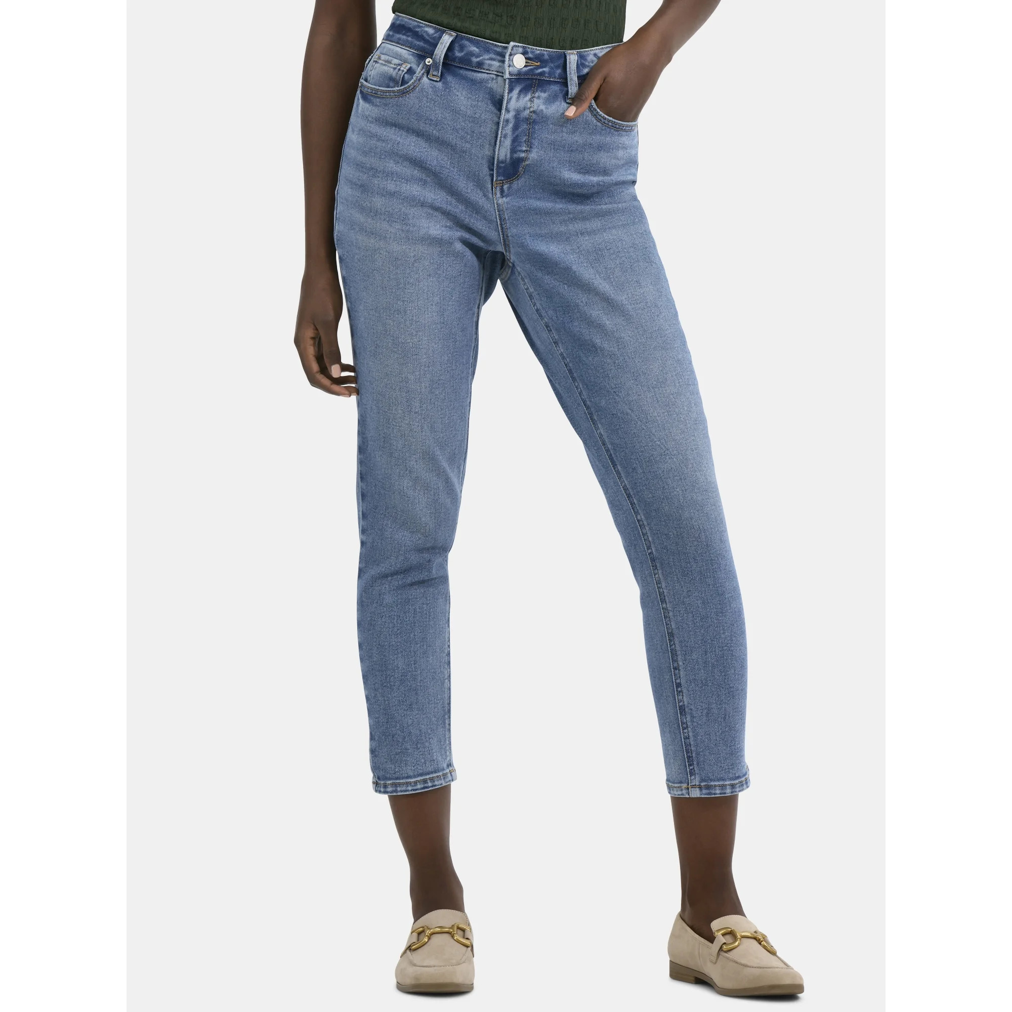 Time and Tru Women's High Rise Mom Jeans, 27" Inseam, Sizes 0-20 | Walmart (US)
