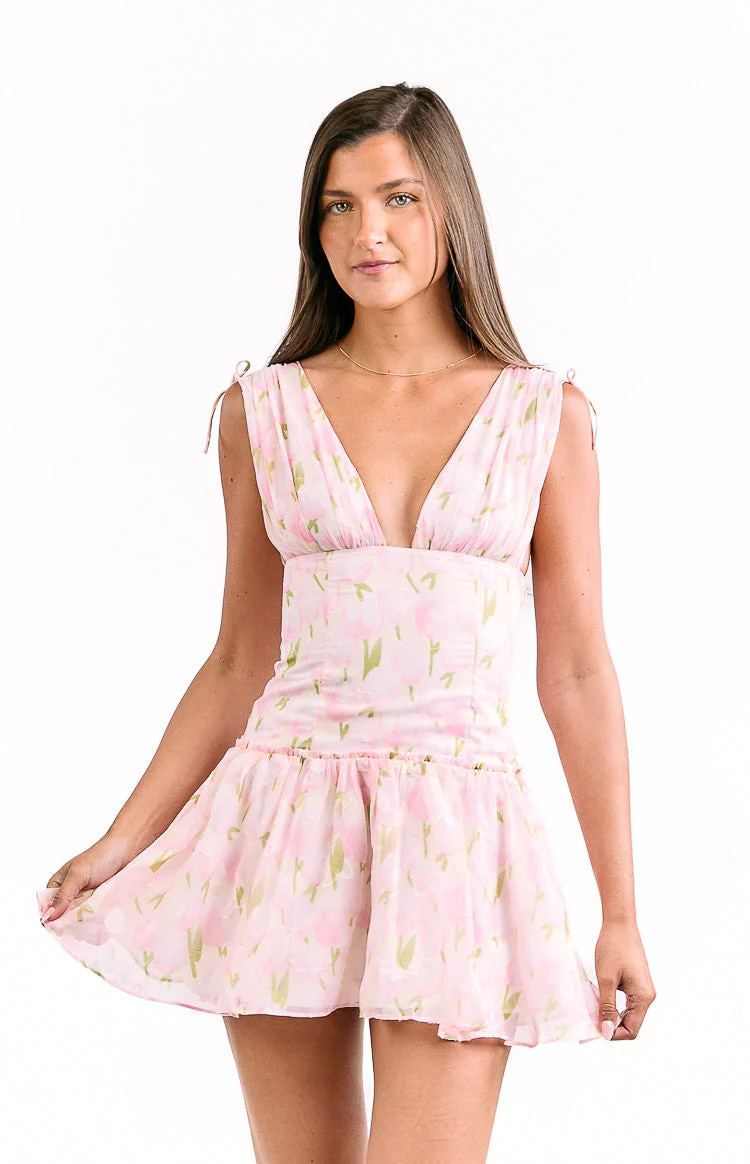 Effie Pink Floral Mini Dress | Beginning Boutique | Beginning Boutique (US)