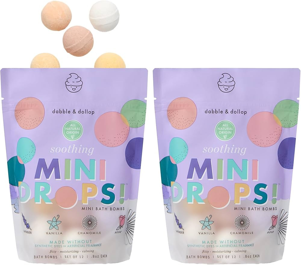 Dabble & Dollop Mini Bath Bombs, 100% Natural Droplets for Kids, Soothing Scents - Resealable Pou... | Amazon (US)