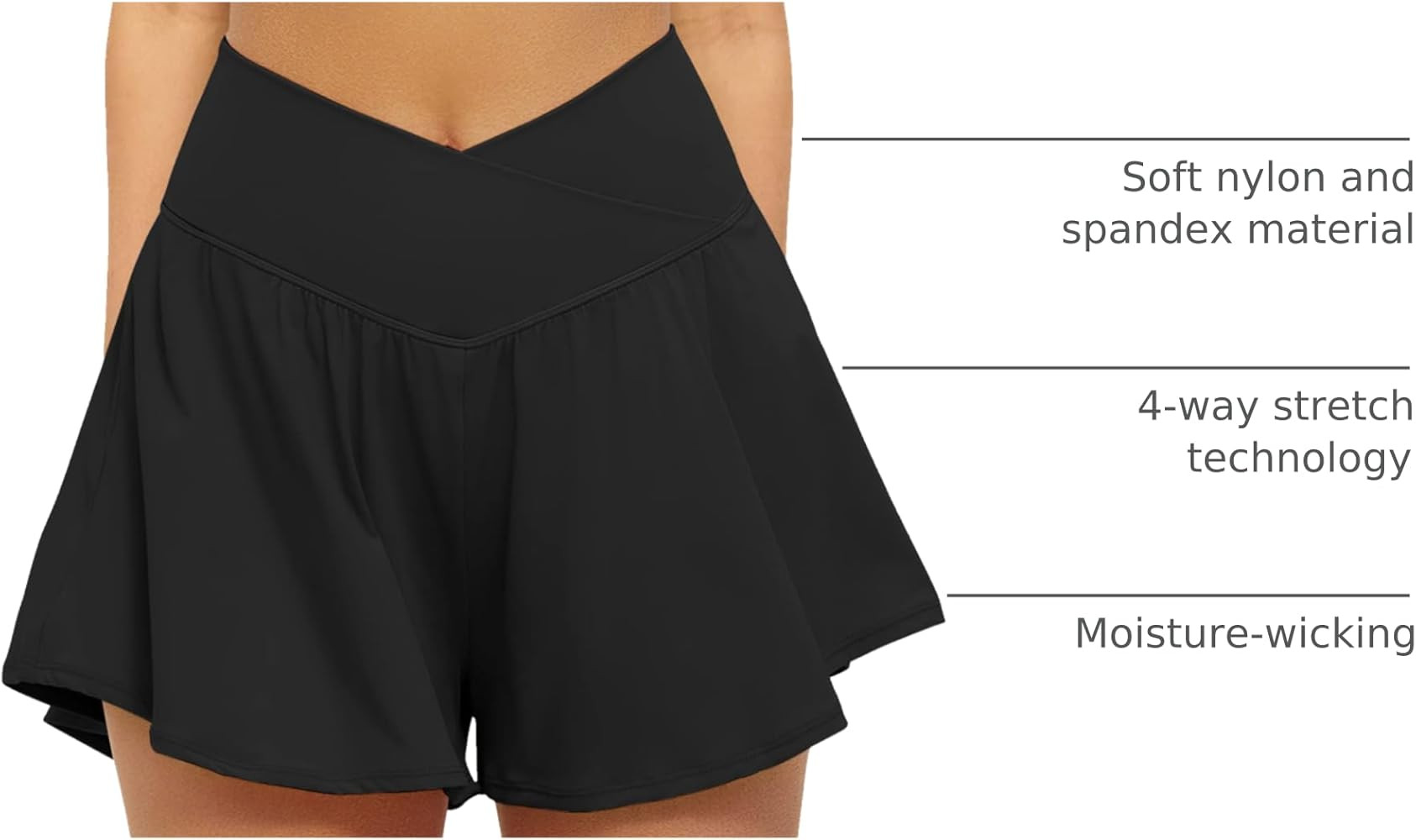 FireSwan Crossover Athletic Shorts for Women 2 in 1 Flowy Running Shorts with Pockets Spandex But... | Amazon (US)