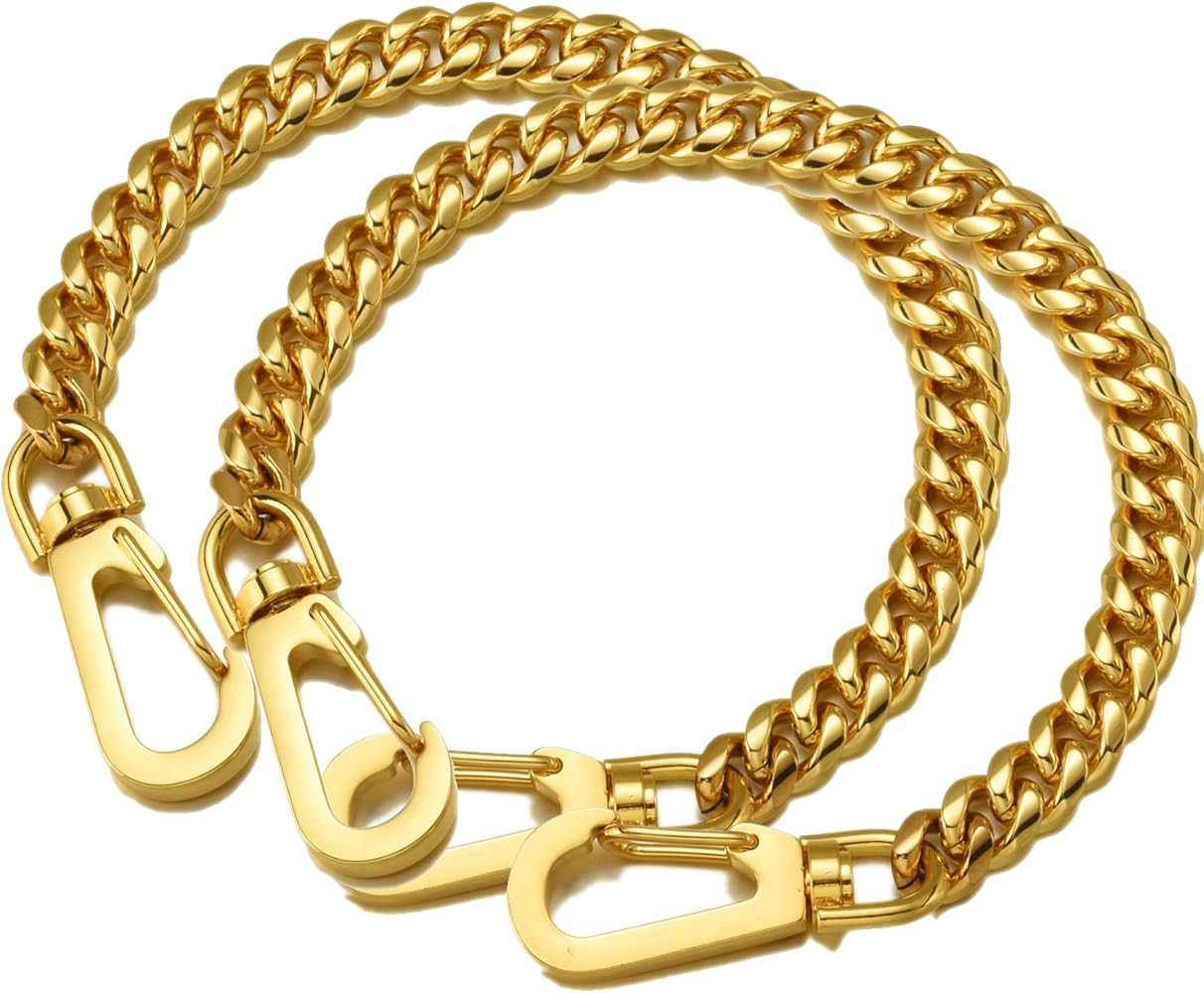 Jxlepe Stainless Steel 8mm DIY Gold/Black Belt Chain Strap for Purse Wallet Bag Accessories Repla... | Amazon (US)