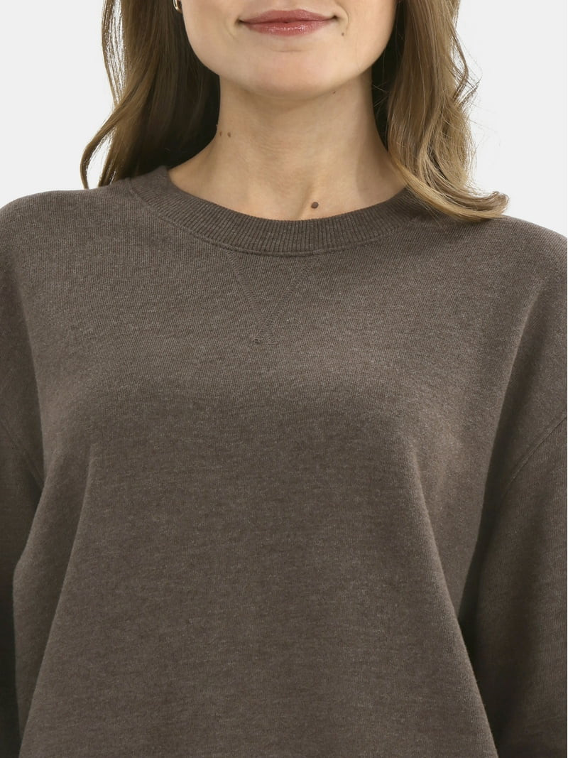 Time and Tru Women's and Women's Plus Crewneck Sweatshirt with Long Sleeves, Sizes XS-4X | Walmart (US)