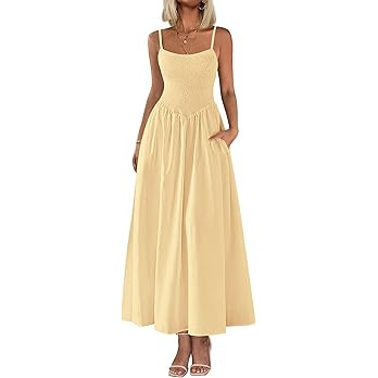 PRETTYGARDEN Women's Smocked Maxi Dresses 2025 Summer Beach Sundress Casual Spaghetti Strap Swing... | Amazon (US)