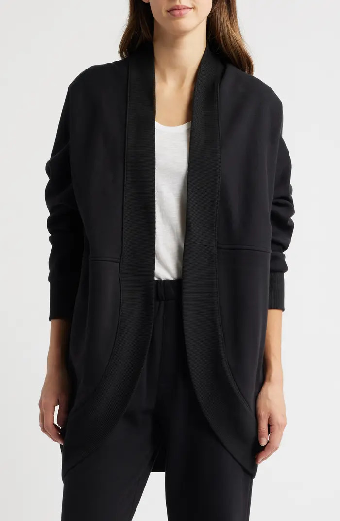 Caslon® Cocoon Open Front Longline Fleece Sweatshirt | Nordstrom | Nordstrom