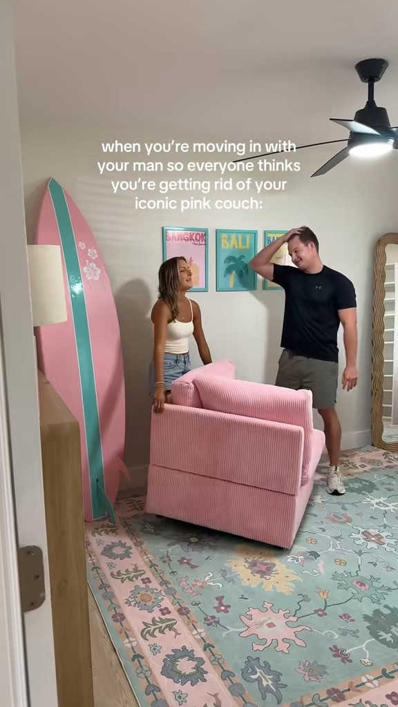 welcome to the moving series! the Wayfair pink couch lives on in my new home 🌸💕🛋️ welcome to my cloffice!

#LTKHome