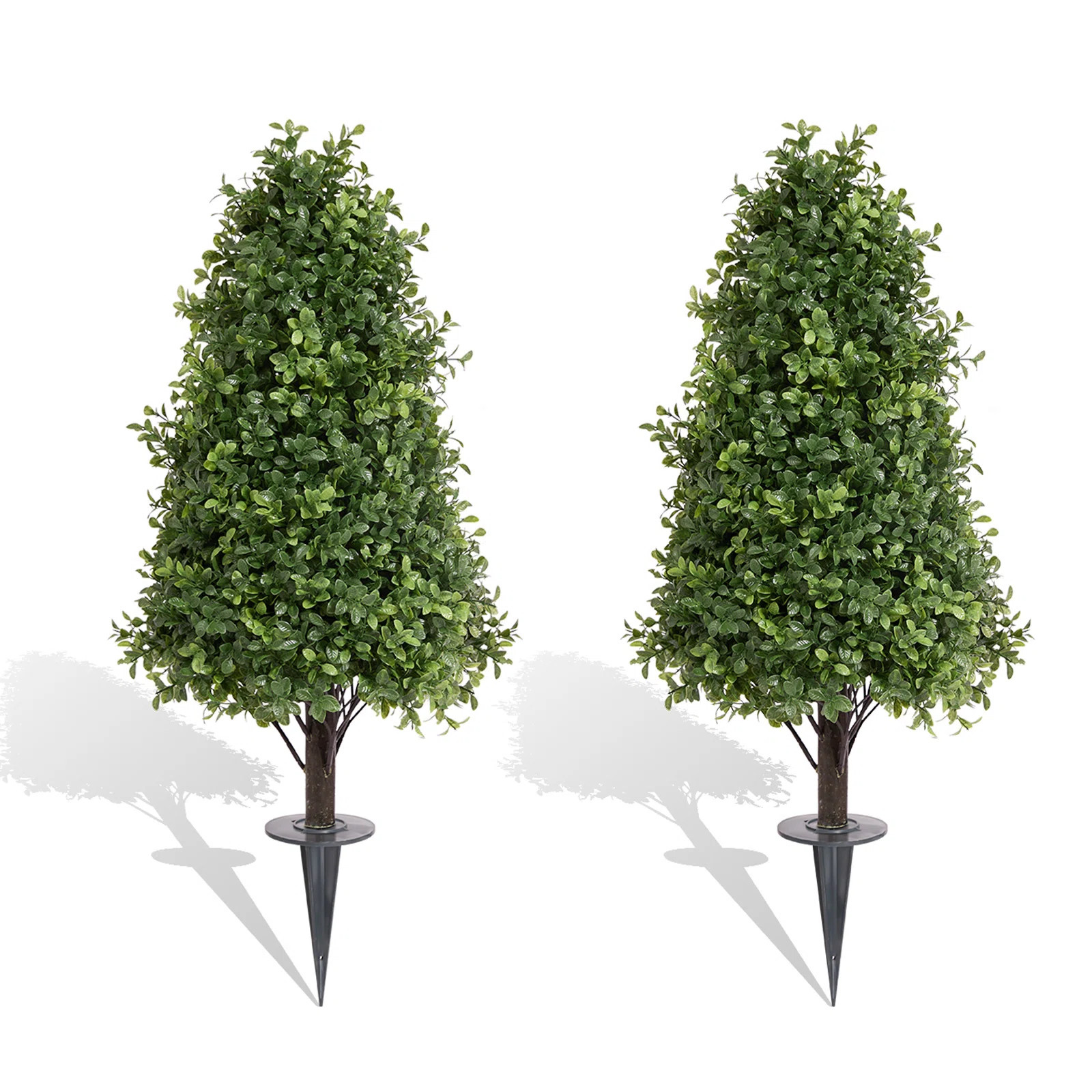 36 Inch Artificial Boxwood Topiary Tree Fake Plant With Ground Spike (Set of 2) | Wayfair North America