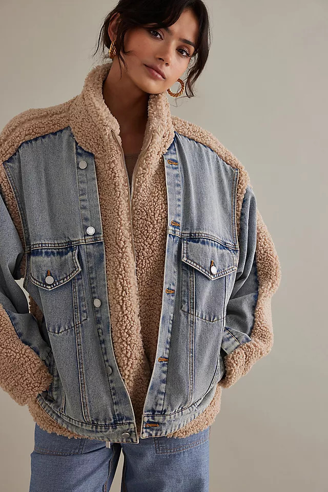 BLANKNYC Fuzzy Wuzzy Sherpa Denim Jacket | Anthropologie (US)