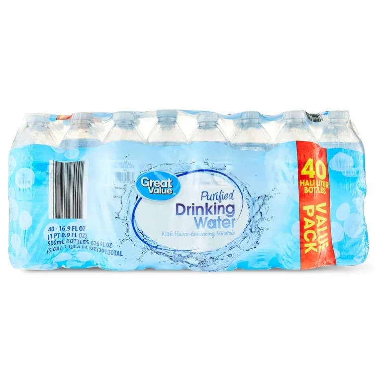 Great Value Purified Drinking Water, 16.9 fl oz Bottles, 40 Count | Walmart (US)
