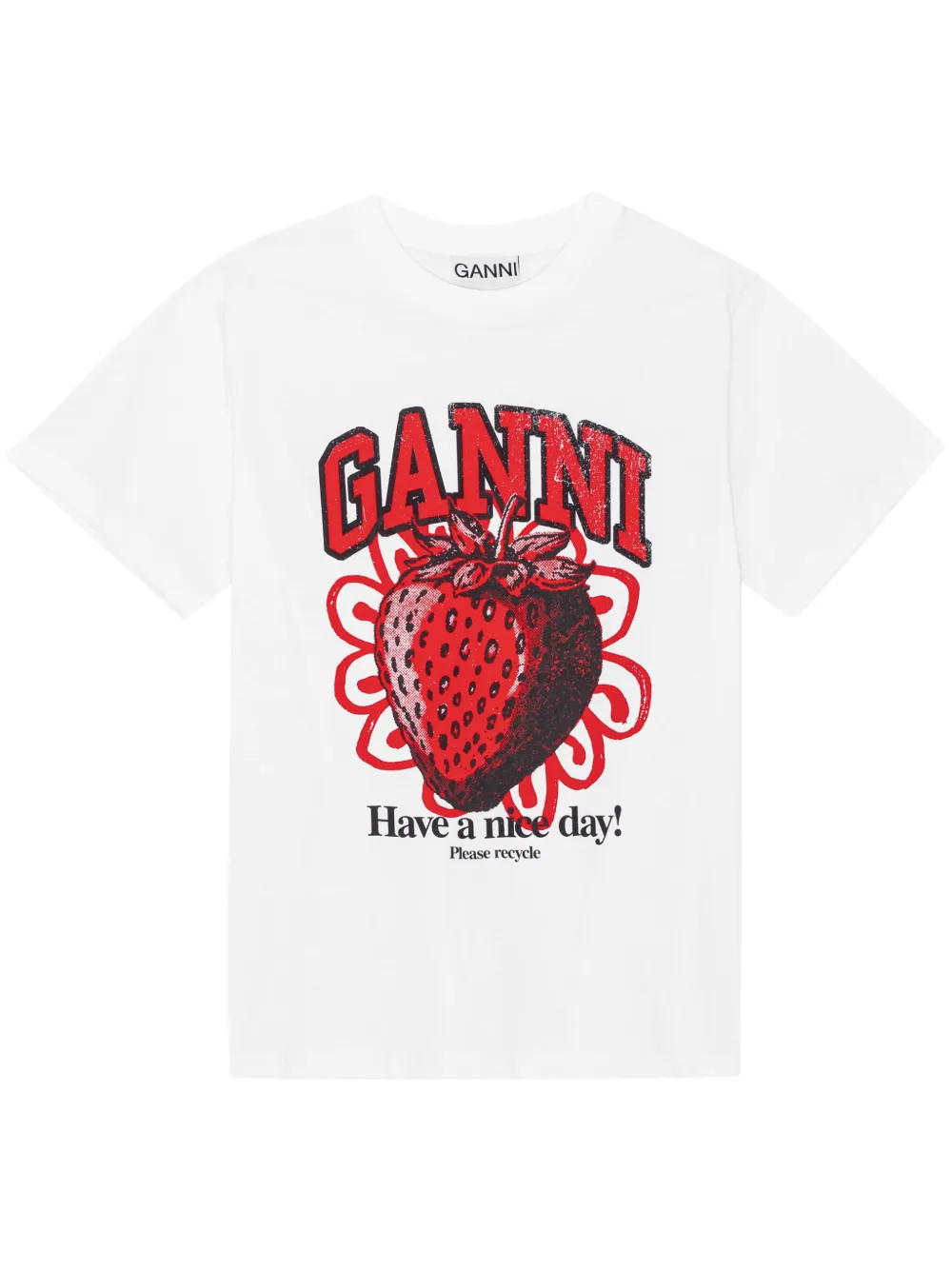 GANNI Strawberry logo-print T-shirt - Farfetch | Farfetch Global