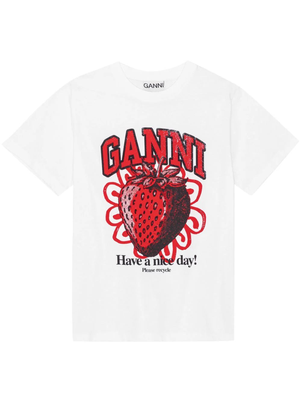 GANNI Strawberry logo-print T-shirt - Farfetch | Farfetch Global