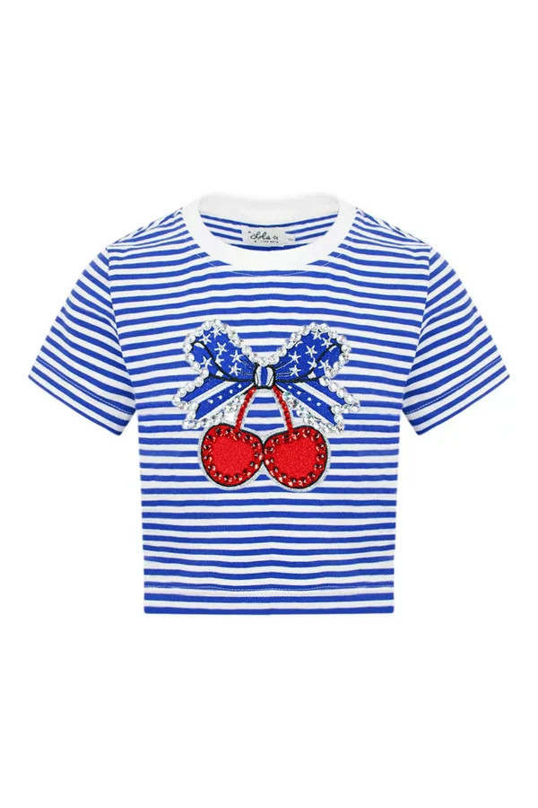 Cherry Bow Stripe Tee | Lola + The Boys