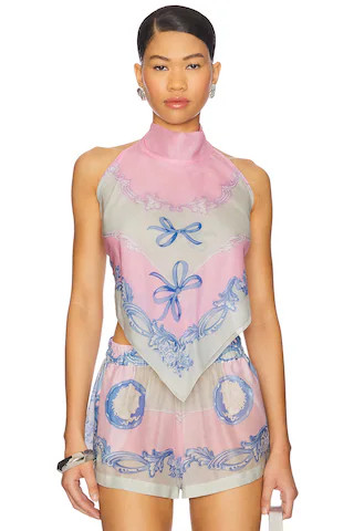 VERSACE Beachwear Top in Pastel Pink & Light Grey from Revolve.com | Revolve Clothing (Global)