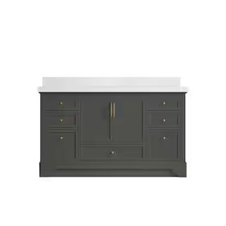 Willow Collections Alys 60 in. W x 22 in. D x 36 in. H Single Sink Bath Vanity in Pewter Green wi... | The Home Depot