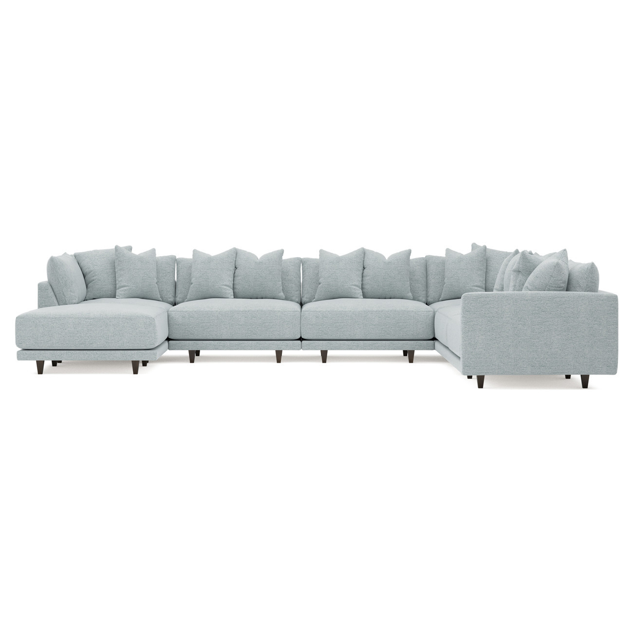 Toulouse Mist Performance Modular 7-Piece Corner Sectional With Ottoman - Left End - 166 | Kathy Kuo Home