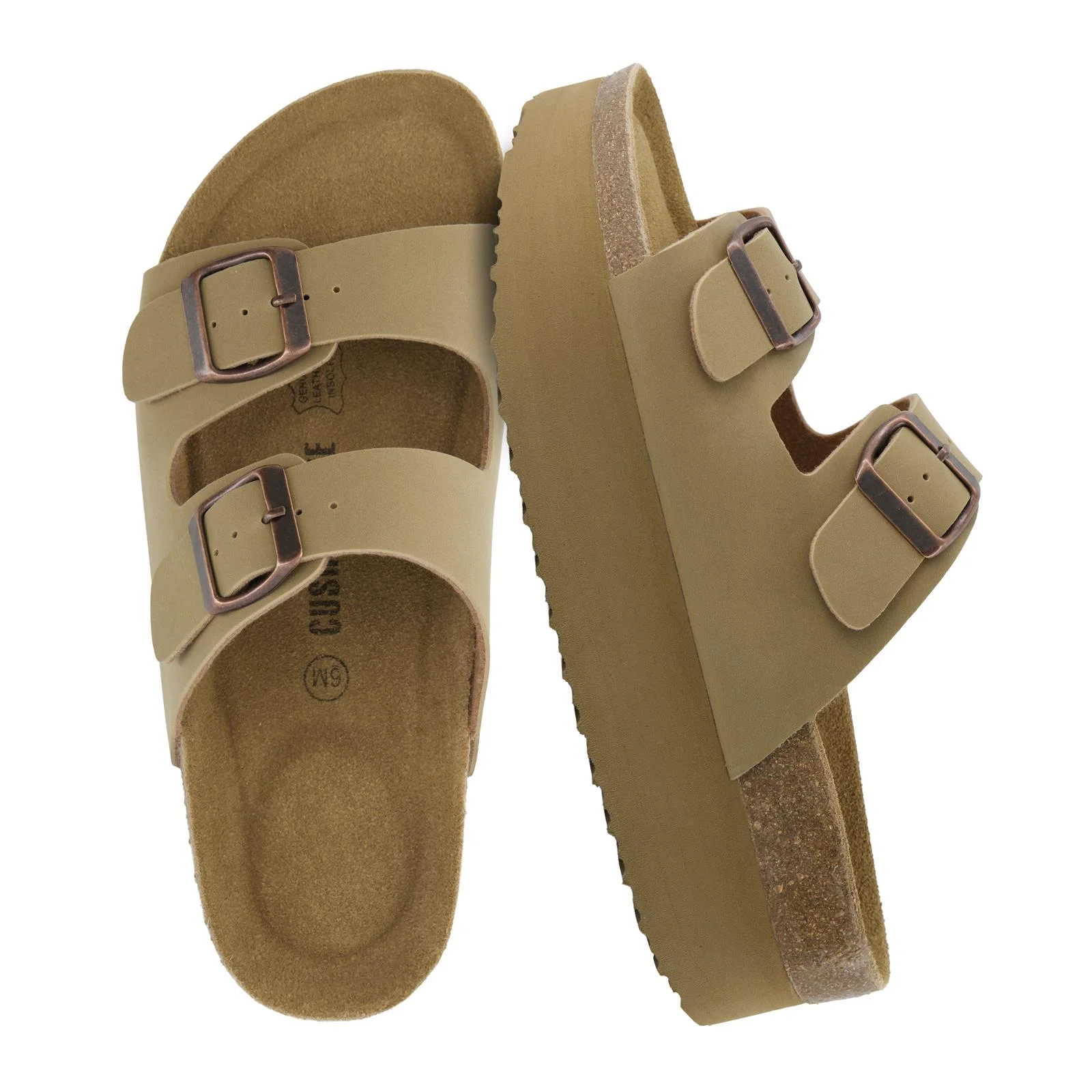 Cushionaire Plane Comfortable Platform Womens Sandals with Double Buckle Straps and Genuine Suede... | Walmart (US)