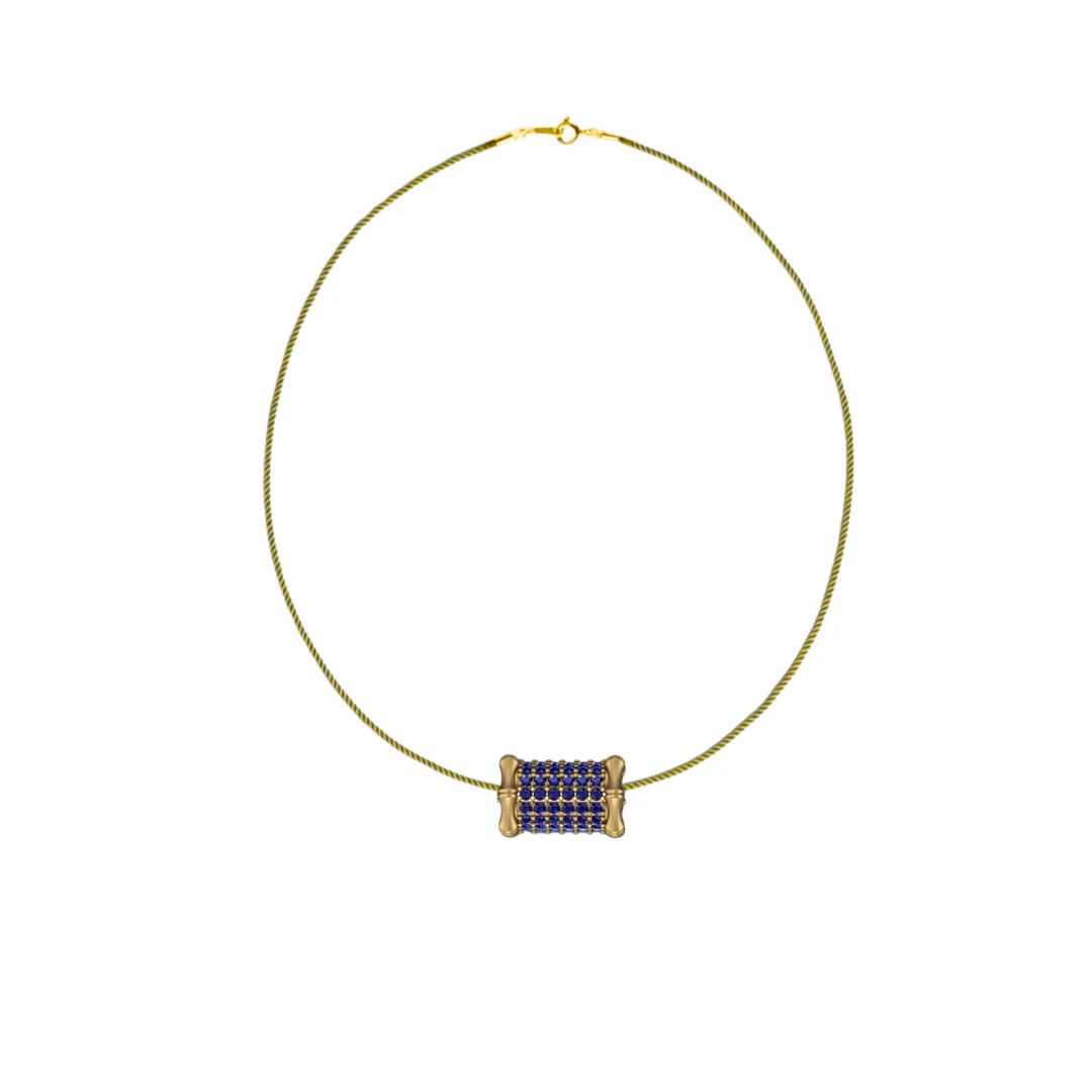 Large Bamboo Blue Sapphire Barrel Necklace | Henri Noel Fine Jewelry
